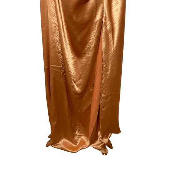 NWT Asos Bridesmaids Satin Halter Special Occasion Front Twist Slit Maxi Dress - Picture 8 of 14